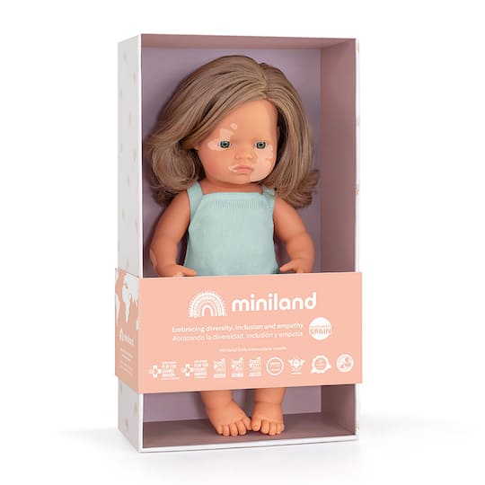 Miniland 15" Anatomically Correct Caucasian Blonde Girl Baby Doll with Vitiligo